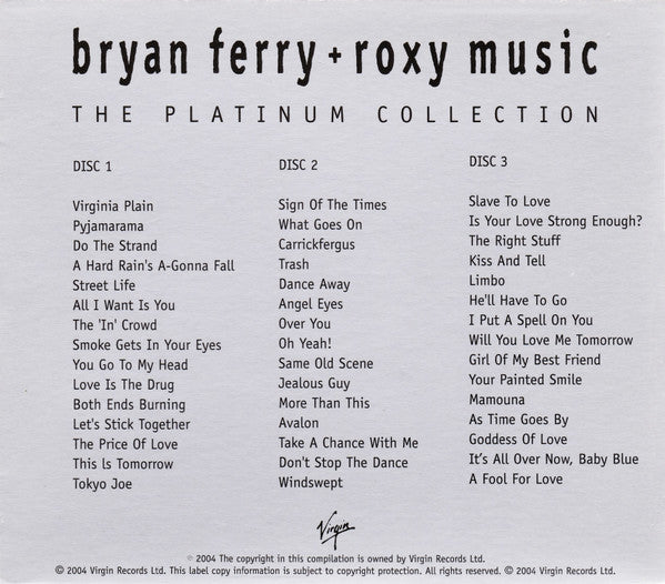 Bryan Ferry + Roxy Music : The Platinum Collection (3xCD, Comp, RE, RM)