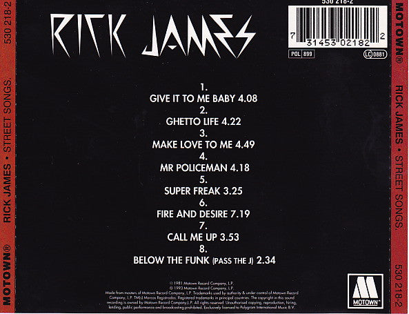 Rick James : Street Songs (CD, Album, RE)
