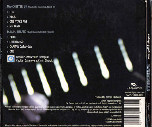 Rodrigo Y Gabriela : Live Manchester And Dublin (CD, Album, Enh, RE, Dig)