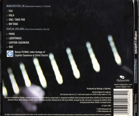 Rodrigo Y Gabriela : Live Manchester And Dublin (CD, Album, Enh, RE, Dig)