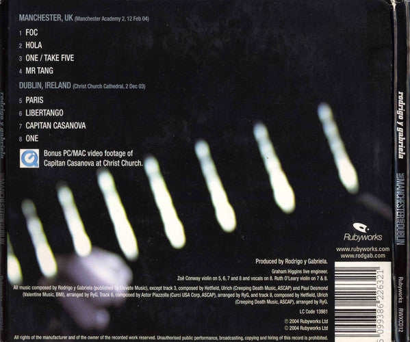 Rodrigo Y Gabriela : Live Manchester And Dublin (CD, Album, Enh, RE, Dig)