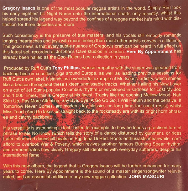 Gregory Isaacs : Here By Appointment (CD, Album)