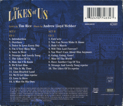 Andrew Lloyd Webber And Tim Rice : The Likes Of Us: Live From The Sydmonton Festival (2xCD, Album + Box)