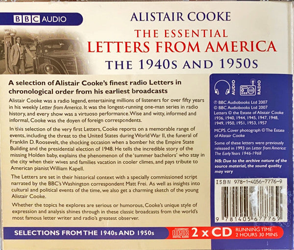Alistair Cooke (2) Narrated By Matt Frei : The Essential Letters From America (The 1940s And 1950s) (2xCD)