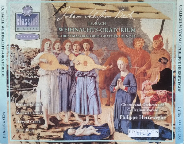 Johann Sebastian Bach - Barbara Schlick, Michael Chance, Howard Crook, Peter Kooij, Collegium Vocale, Philippe Herreweghe : Weihnachts-Oratorium = Christmas Oratorio = Oratorio De Noël (2xCD)