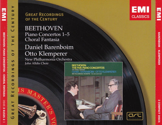Ludwig van Beethoven - Daniel Barenboim, John Alldis Choir, New Philharmonia Orchestra, Otto Klemperer : Piano Concertos 1-5 / Choral Fantasia (3xCD, Album, RE, RM)