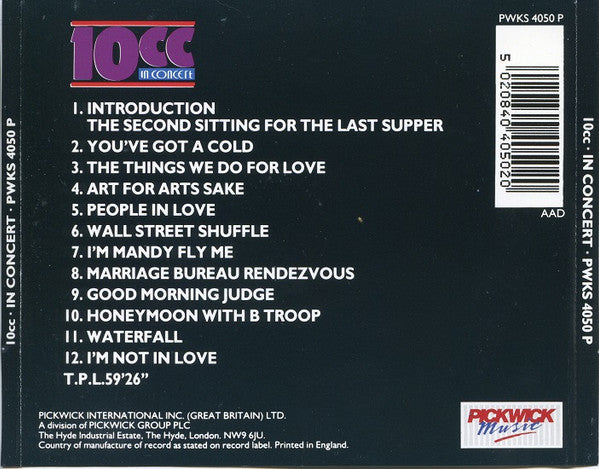 10cc : 10cc In Concert (CD, Album, RE)