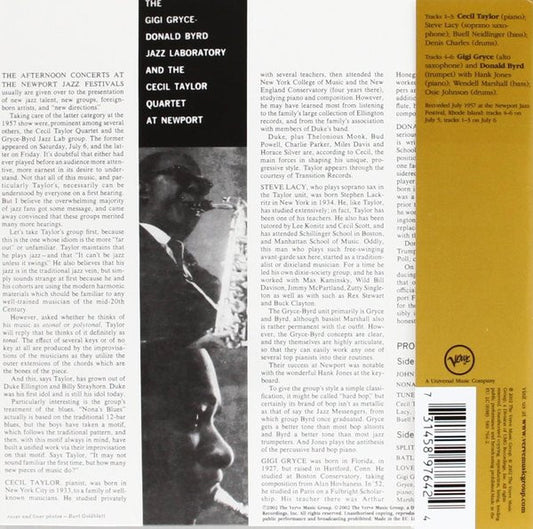 The Gigi Gryce - Donald Byrd Jazz Laboratory & The Cecil Taylor Quartet : At Newport (CD, Album, Ltd, RE, RM)