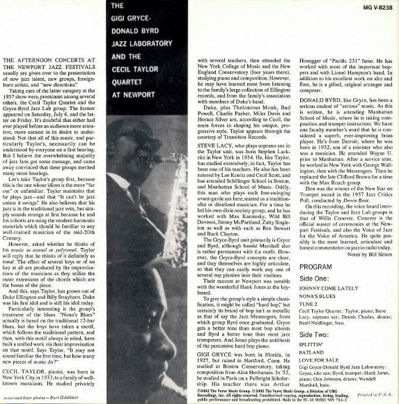 The Gigi Gryce - Donald Byrd Jazz Laboratory & The Cecil Taylor Quartet : At Newport (CD, Album, Ltd, RE, RM)