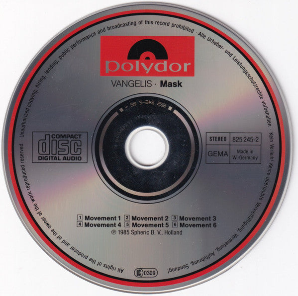 Vangelis : Mask (CD, Album, RE, RP, PMD)