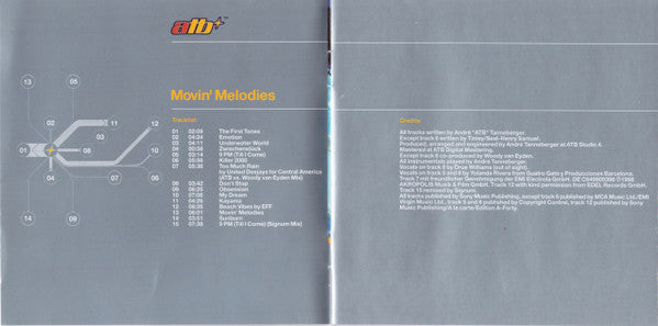 ATB : Movin' Melodies (CD, Album)