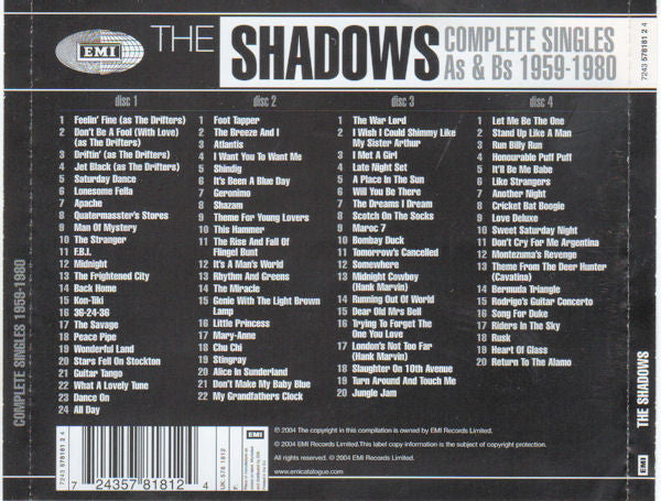 The Shadows : Complete Singles As & Bs 1959-1980 (4xCD, Comp, RM)