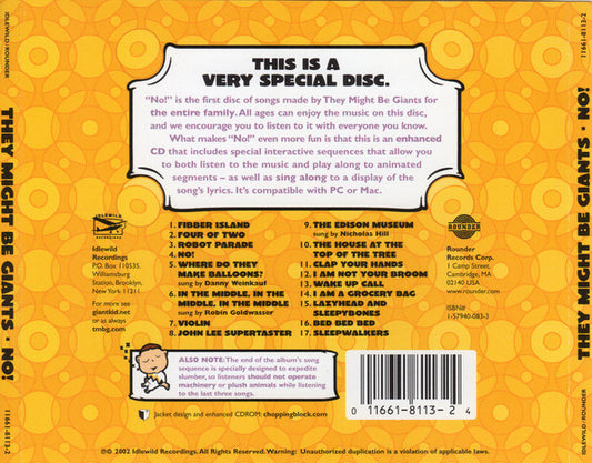 They Might Be Giants : No! (CD, Album, Enh)