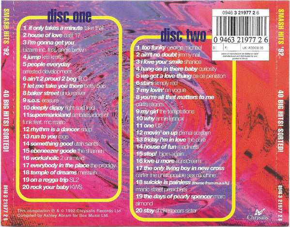 Various : Smash Hits '92 (2xCD, Comp)