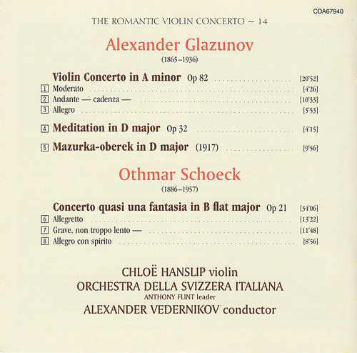 Alexander Glazunov · Othmar Schoeck - Chloë Hanslip, Orchestra Della Radio Televisione Della Svizzera Italiana, Alexander Vedernikov : Violin Concertos (CD, Album)