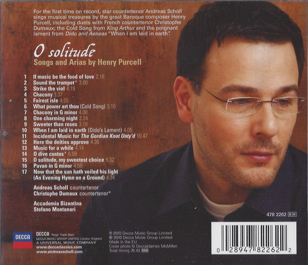 Andreas Scholl  -  Henry Purcell ,  Accademia Bizantina ,  Stefano Montanari : O Solitude (CD, Album)