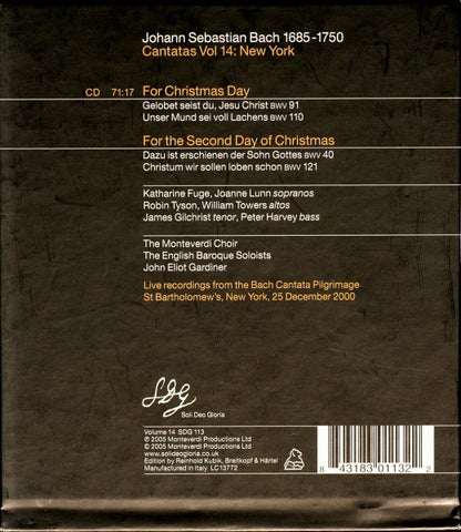 Johann Sebastian Bach, John Eliot Gardiner : Cantatas Vol. 14: New York (CD, Album)