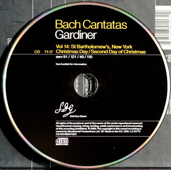 Johann Sebastian Bach, John Eliot Gardiner : Cantatas Vol. 14: New York (CD, Album)