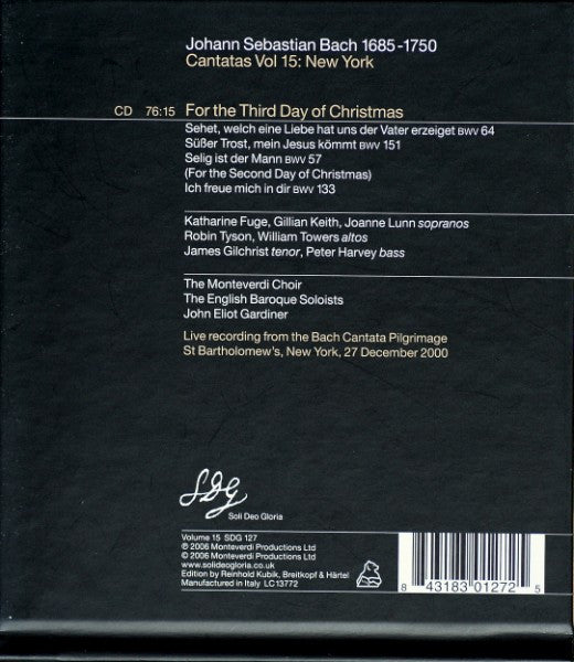 Johann Sebastian Bach, John Eliot Gardiner : Cantatas Vol. 15 : New York (CD, Album)