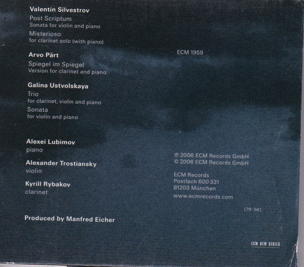 Valentin Silvestrov / Arvo Pärt / Galina Ustvolskaya - Alexei Lubimov / Alexander Trostiansky / Kyrill Rybakov : Misterioso (CD, Album)