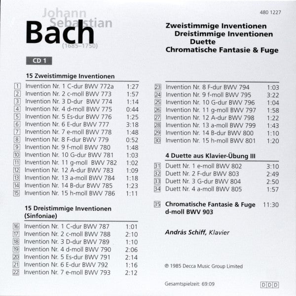 Johann Sebastian Bach, András Schiff : Das Wohltemperierte Klavier / Französische & Englische Suiten / Goldberg - Variationen U. A. (Box + 12xCD, Comp)