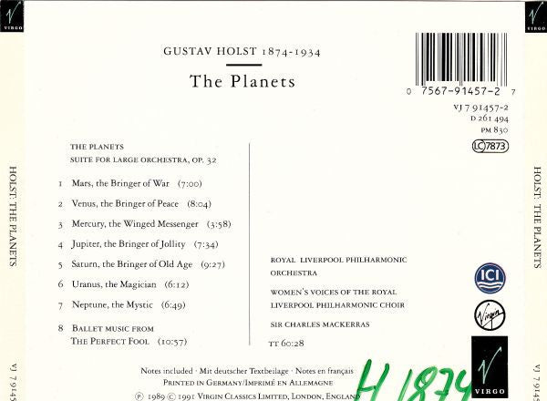 Gustav Holst : Royal Liverpool Philharmonic Orchestra, Sir Charles Mackerras : The Planets (CD, Album)
