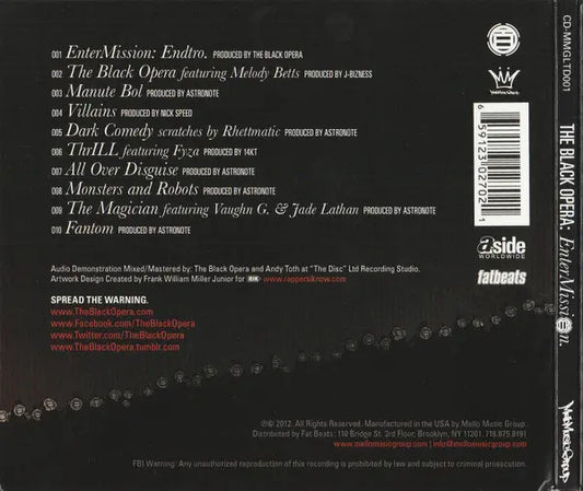 The Black Opera : Entermission (CD, Album)