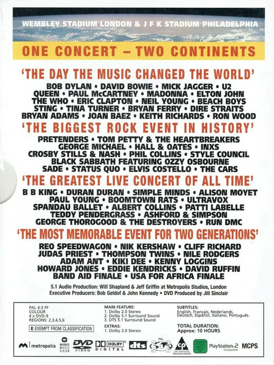 Various : Live Aid (4xDVD-V, Copy Prot., Multichannel, PAL + Box)