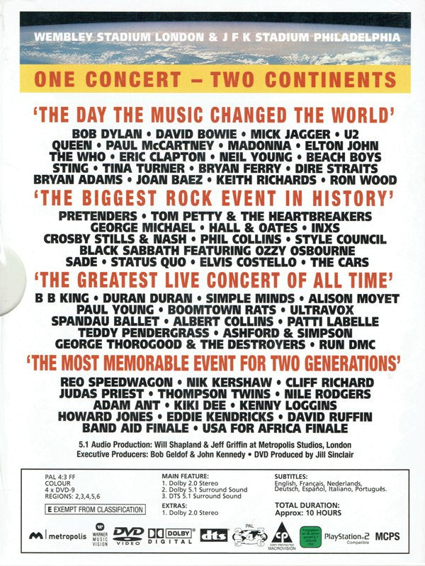 Various : Live Aid (4xDVD-V, Copy Prot., Multichannel, PAL + Box)