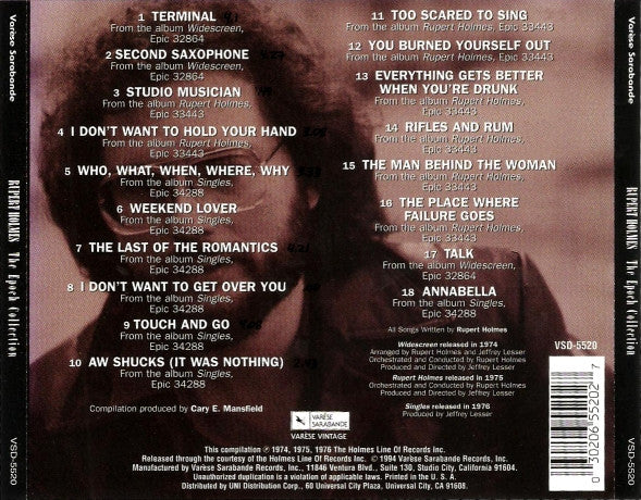 Rupert Holmes : The Epoch Collection (CD, Comp, RM)