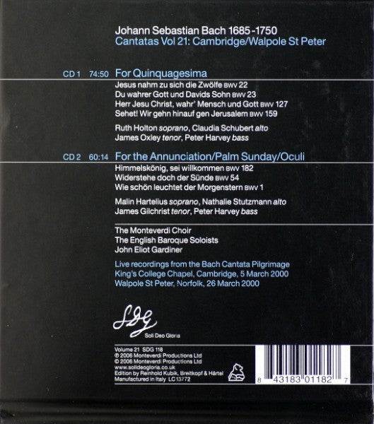 Johann Sebastian Bach - John Eliot Gardiner : Cantatas Vol. 21: Cambridge / Walpole St Peter (2xCD)
