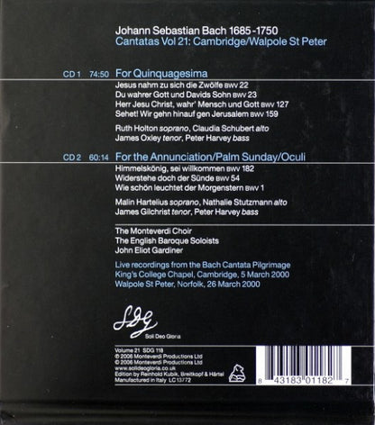Johann Sebastian Bach - John Eliot Gardiner : Cantatas Vol. 21: Cambridge / Walpole St Peter (2xCD)