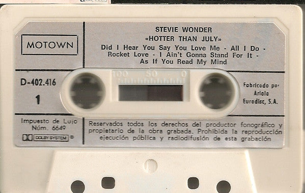 Stevie Wonder : Hotter Than July (Cass, Album)