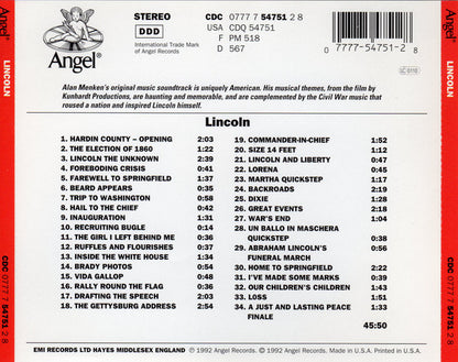 Alan Menken : Lincoln (Original Soundtrack Recording) (CD, Album)