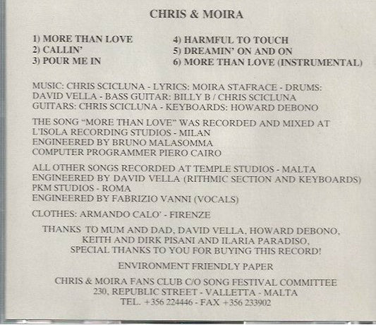 Chris And Moira : More Than Love (CD, Maxi)