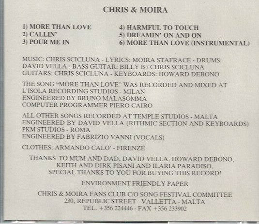 Chris And Moira : More Than Love (CD, Maxi)