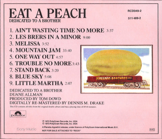 The Allman Brothers Band : Eat A Peach (CD, Album, RE)
