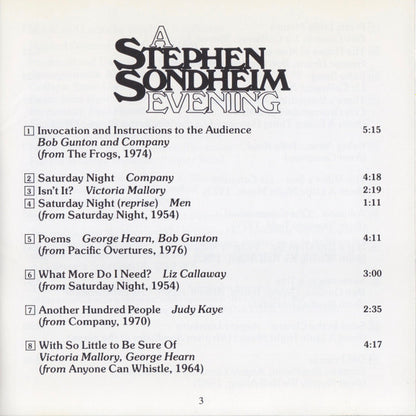 Stephen Sondheim : A Stephen Sondheim Evening (CD, Album, RM)