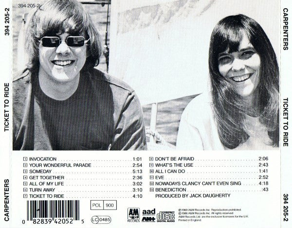 Carpenters : Ticket To Ride (CD, Album, RE)