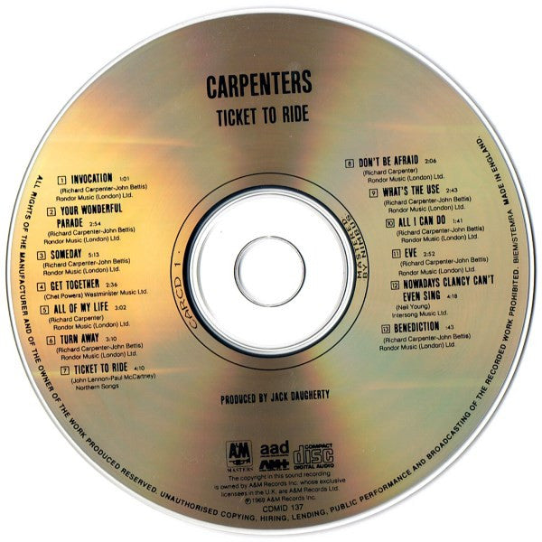 Carpenters : Ticket To Ride (CD, Album, RE)