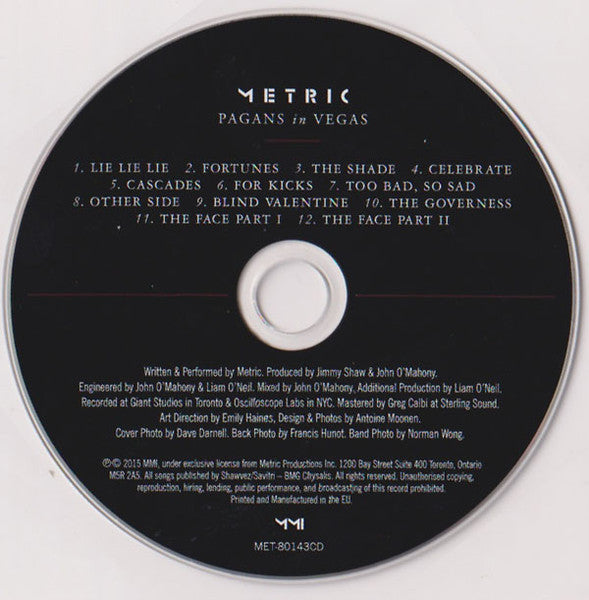Metric : Pagans In Vegas (CD, Album)