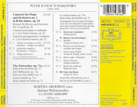 Pyotr Ilyich Tchaikovsky / Martha Argerich, Berliner Philharmoniker, Claudio Abbado, Nicolas Economou : Piano Concerto No. 1 • The Nutcracker – Suite (For Two Pianos) (CD, Comp, 4D )