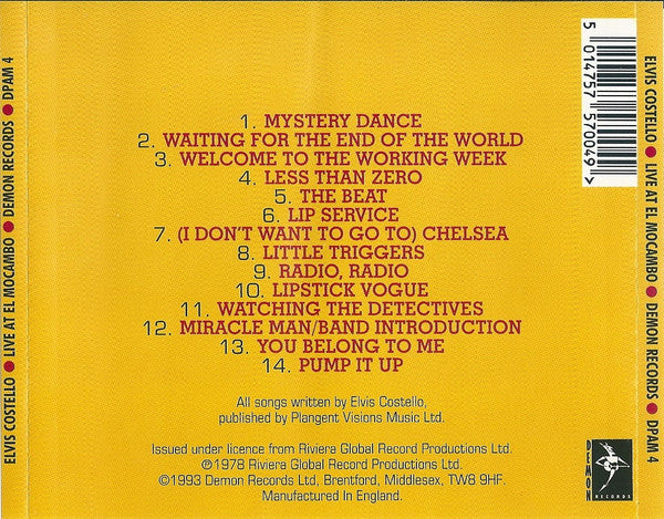 Elvis Costello : Live At The El Mocambo (CD, Album)