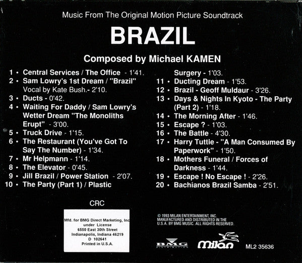 Michael Kamen & National Philharmonic Orchestra : Brazil: Music From The Original Motion Picture Soundtrack (CD, Album, Club, RE)
