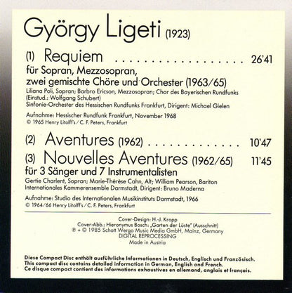 György Ligeti : Requiem / Aventures / Nouvelles Aventures (CD, Comp, RE)