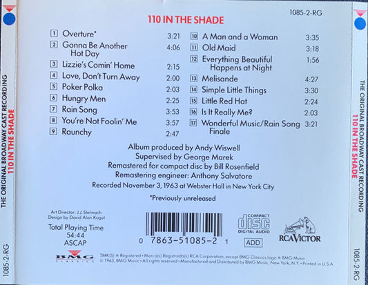 "110 In The Shade" Cast, Robert Horton (5), Inga Swenson And Stephen Douglass : 110 In The Shade - The Original Broadway Cast (CD, Album)