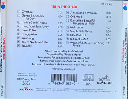 "110 In The Shade" Cast, Robert Horton (5), Inga Swenson And Stephen Douglass : 110 In The Shade - The Original Broadway Cast (CD, Album)
