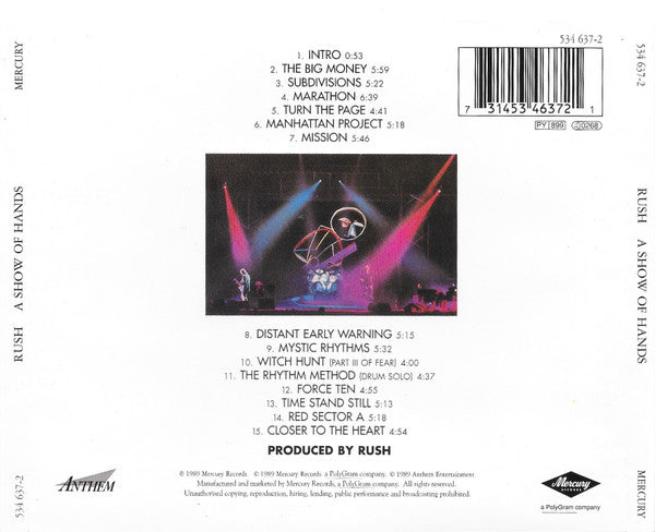 Rush : A Show Of Hands (CD, Album, RE, RM, UML)