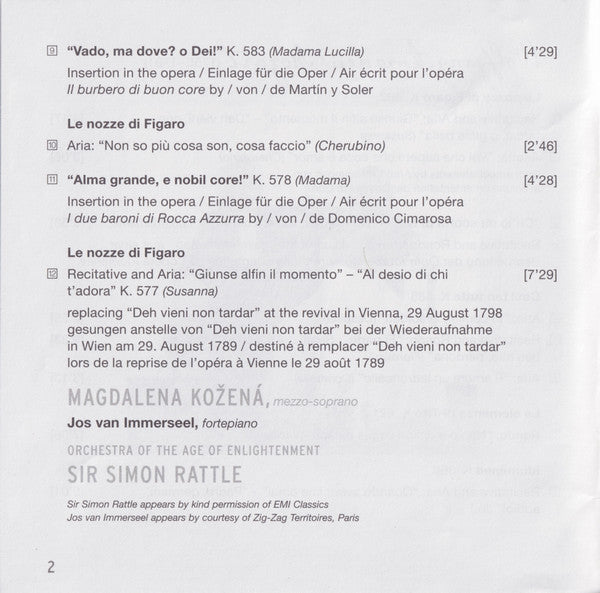 Magdalena Kožená, Wolfgang Amadeus Mozart, Orchestra Of The Age Of Enlightenment, Sir Simon Rattle : Mozart Arias (CD, Album)