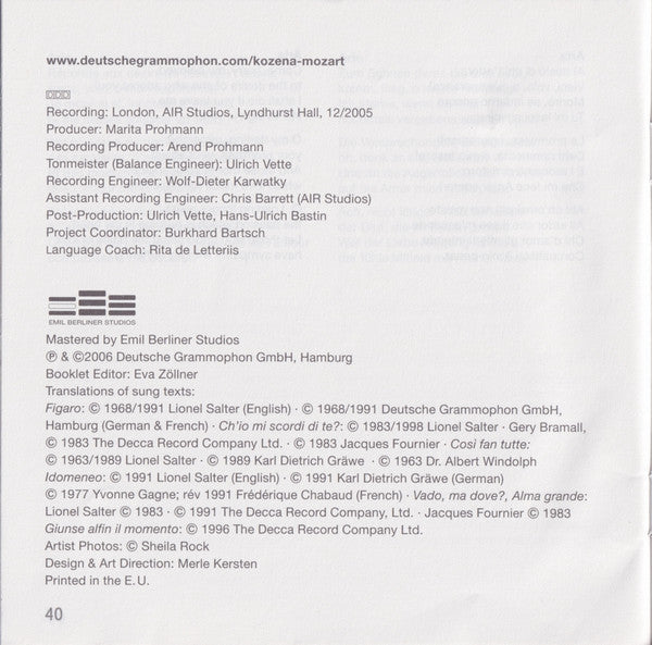 Magdalena Kožená, Wolfgang Amadeus Mozart, Orchestra Of The Age Of Enlightenment, Sir Simon Rattle : Mozart Arias (CD, Album)